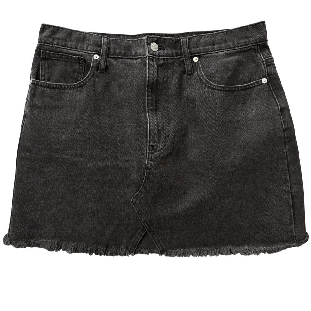 Madewell Womens Denim Skirt Black Size 31 Rigid A-Line Mini Raw Hem Grunge NWT - Picture 2 of 8